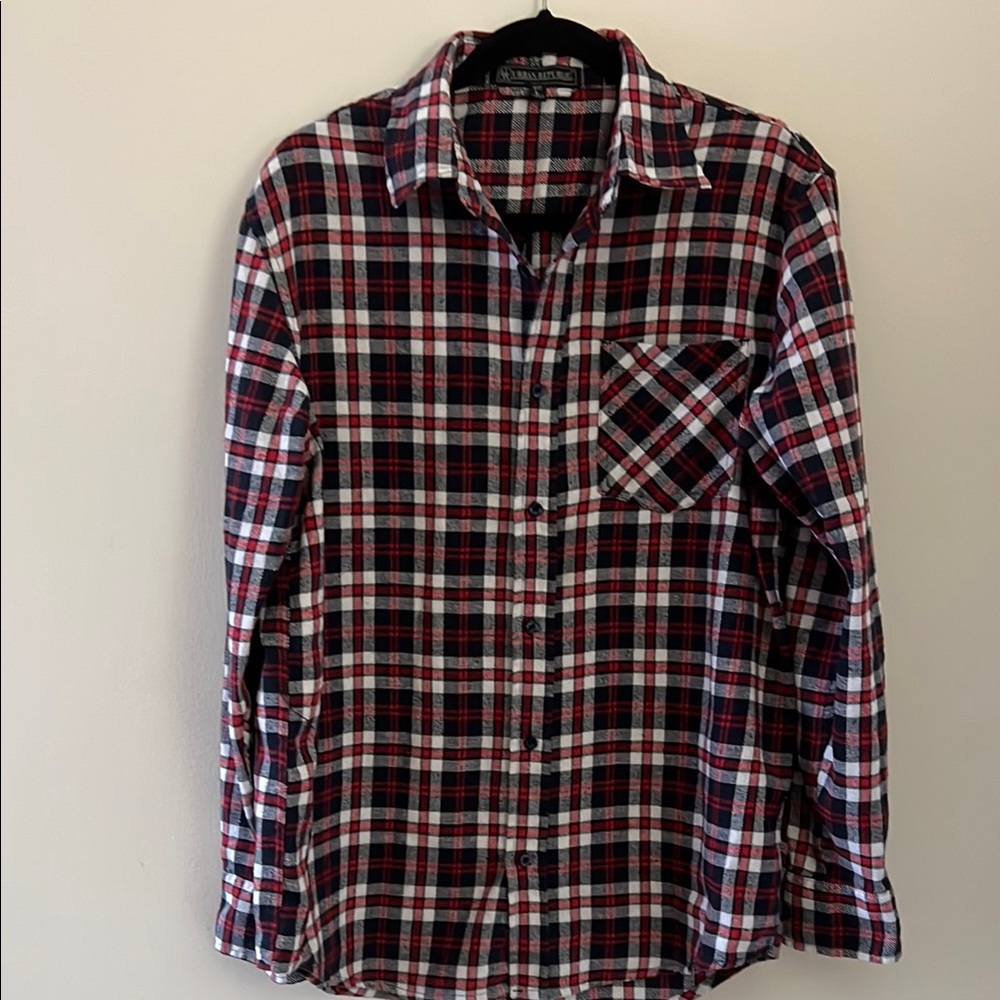 Men's Black and Red Plaid Shirt